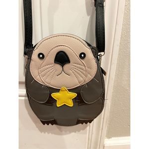 Sleepyville Critters Three Dimensional Purse Crossbody Sling Bag Gray